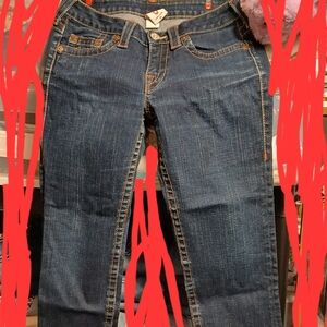 True Religion Dark Blue Straight Leg Capris